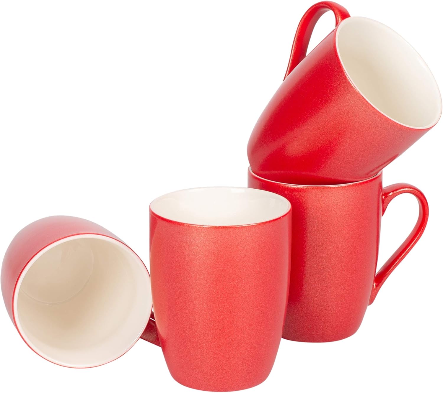 Crimson Red Glossy Finish 10 Oz. New Bone China Coffee Cup Mugs Set of 4