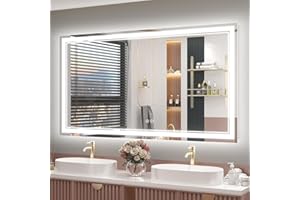 OKPAL 55x30 LED Bathroom Mirror, Anti-Fog Lighted Bathroom Mirror, Dimmable Lighted Vanity Mirror, LED Vanity Mirror with Lights, Shatterproof, ETL Listed, Horizontal/Vertical