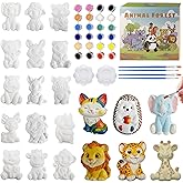 Yamgqus 24 Pcs Paint Your Own Plaster Jungle Animals Painting Kit, DIY Ceramic Arts and Crafts for Kids and Adults, Children Birthday Gift Party Event