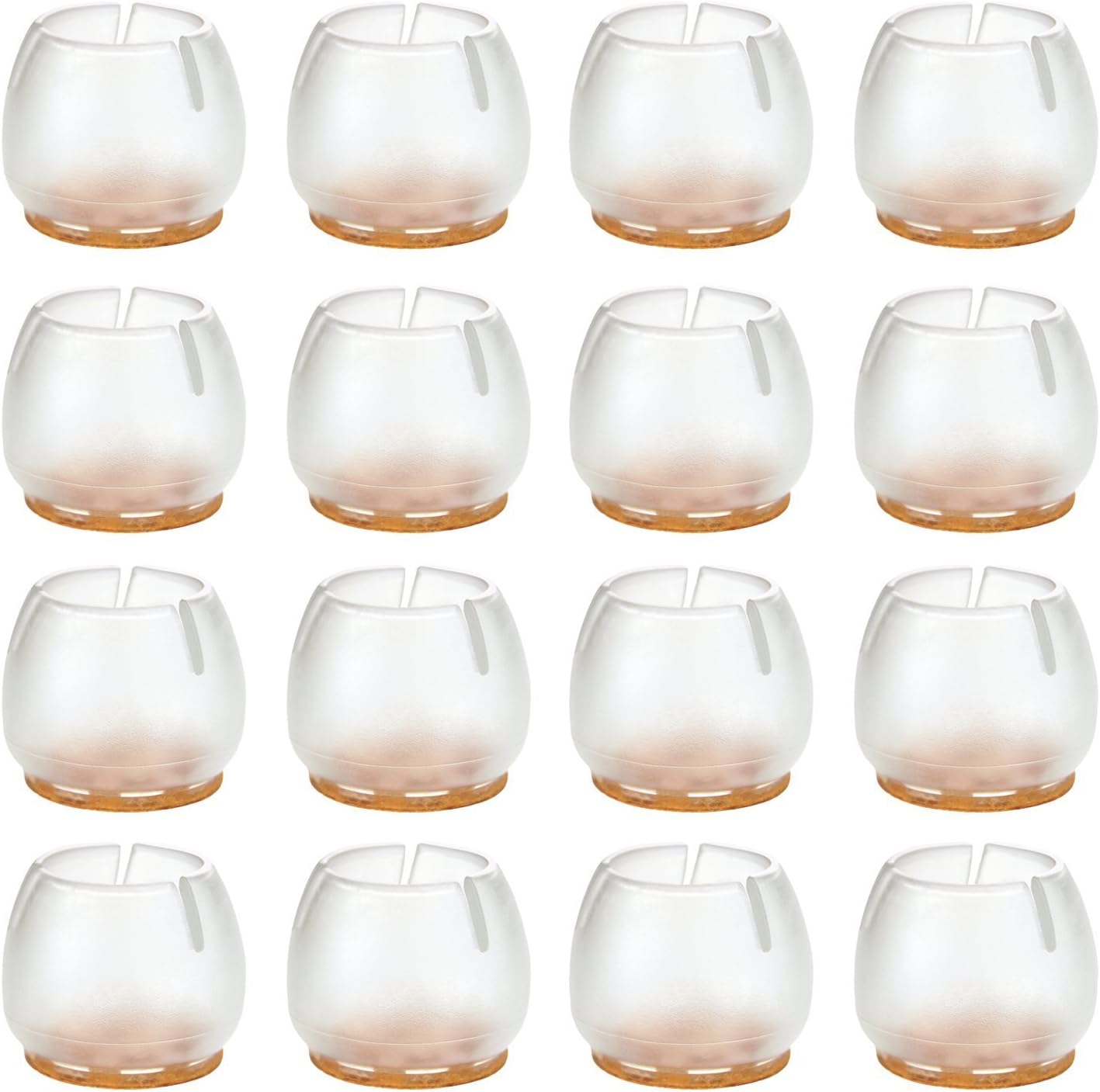 Franchen chair and table legs protective covers, silicone, transparent, pack of 16, 37-42mm Rund