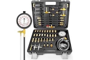 Uprimu Pro Fuel Injection Pressure Tester Kit Gauge 0-140 PSI with 9.49,7.89,6.30 Fuel Line Fittings