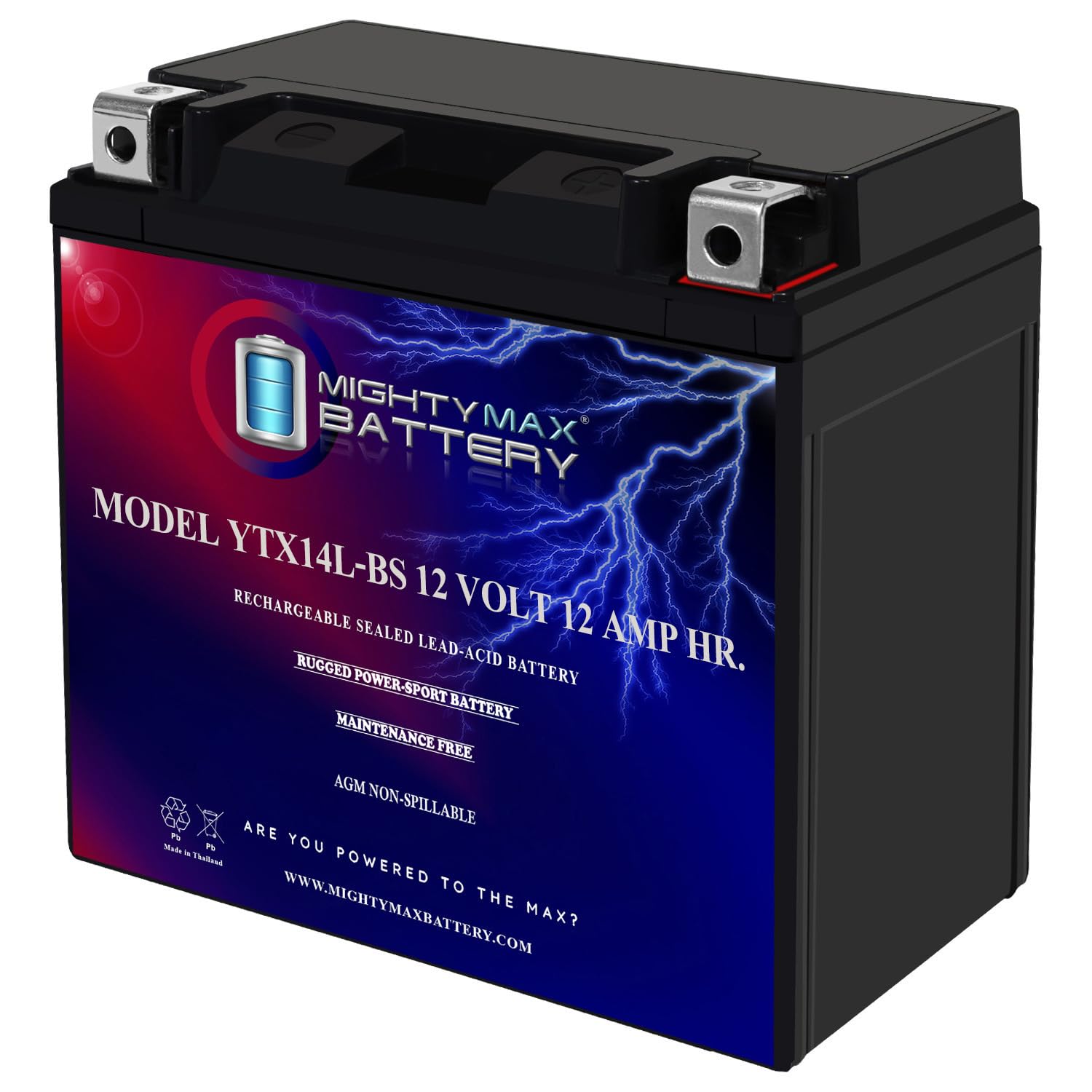 Photo 1 of Mighty Max Battery YTX14L-BS -12 Volt 12 AH, 200 CCA, Rechargeable Maintenance Free SLA AGM Motorcycle Battery