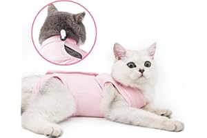 LIANZIMAU Cat Surgery Recovery Suit for Surgical Abdominal Wounds Home Indoor Pet Clothing E-Collar Alternative for Cats After Surgery Pajama Suit