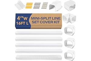 LyPrem 16.5Ft Mini Split Line Set Cover 4" PVC Line Cover Kit for Mini Split and Central Air Conditioner & Heat Pump