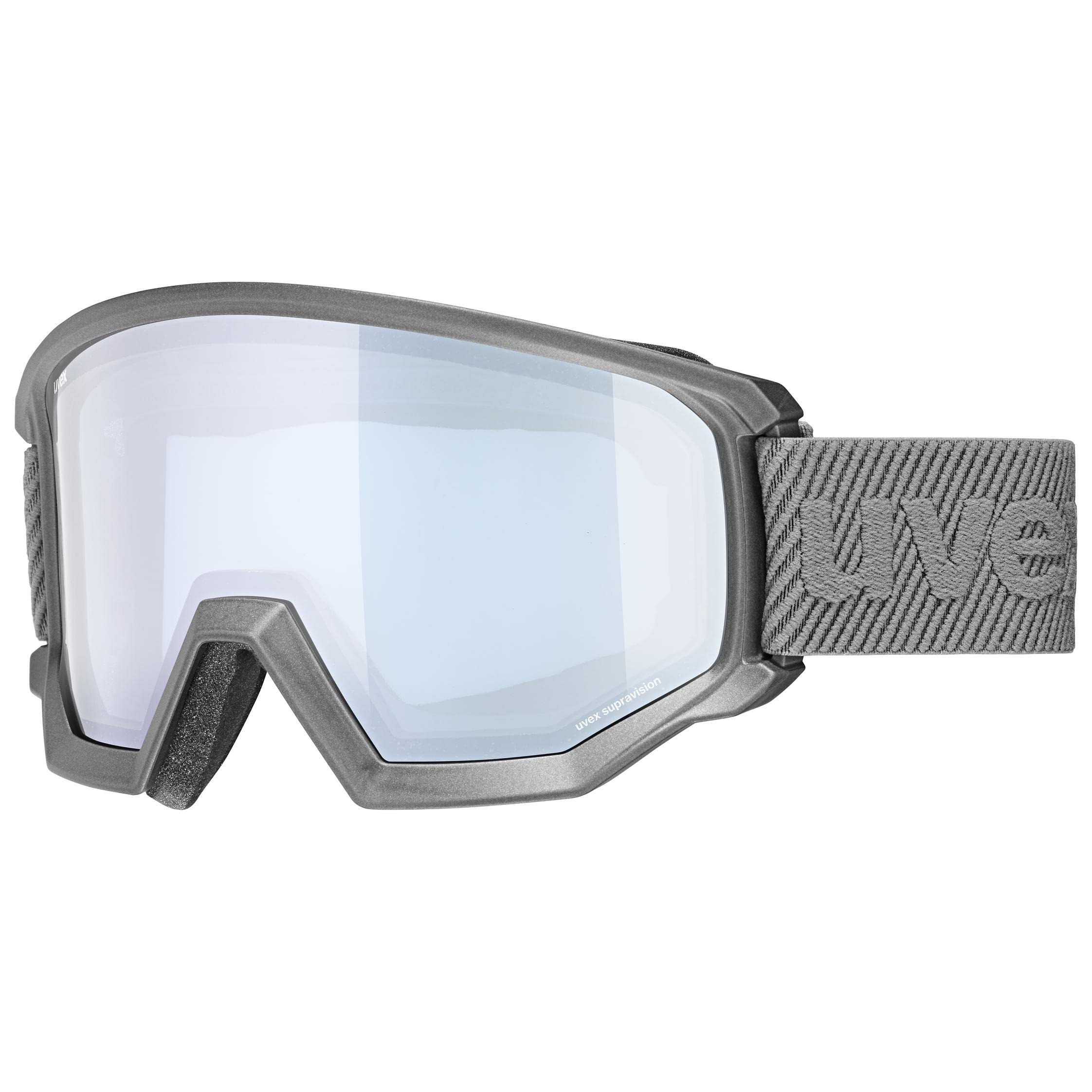 Uvex Athletic FM - Ski Goggle for Men and Women - Extended Field of Vision & Anti-Fog Coating - Optimal Frame Ventilation - Rhino Matt/Silver-Blue - One Size