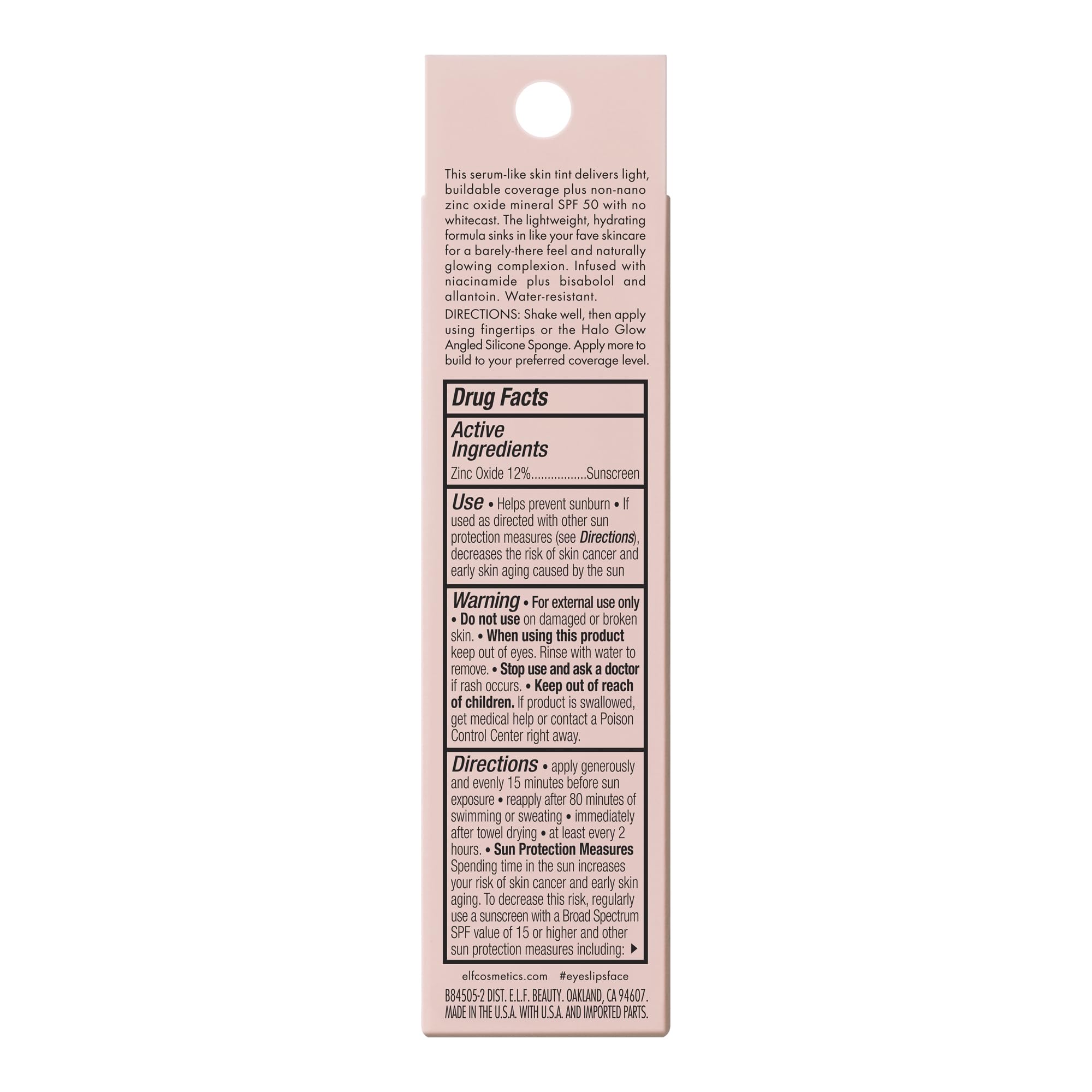 e.l.f. Halo Glow Skin Tint SPF 50, Tinted Moisturizer For Light, Buildable Coverage, Creates A Natural Glow, Vegan & Cruelty-Free, 4 Light Neutral