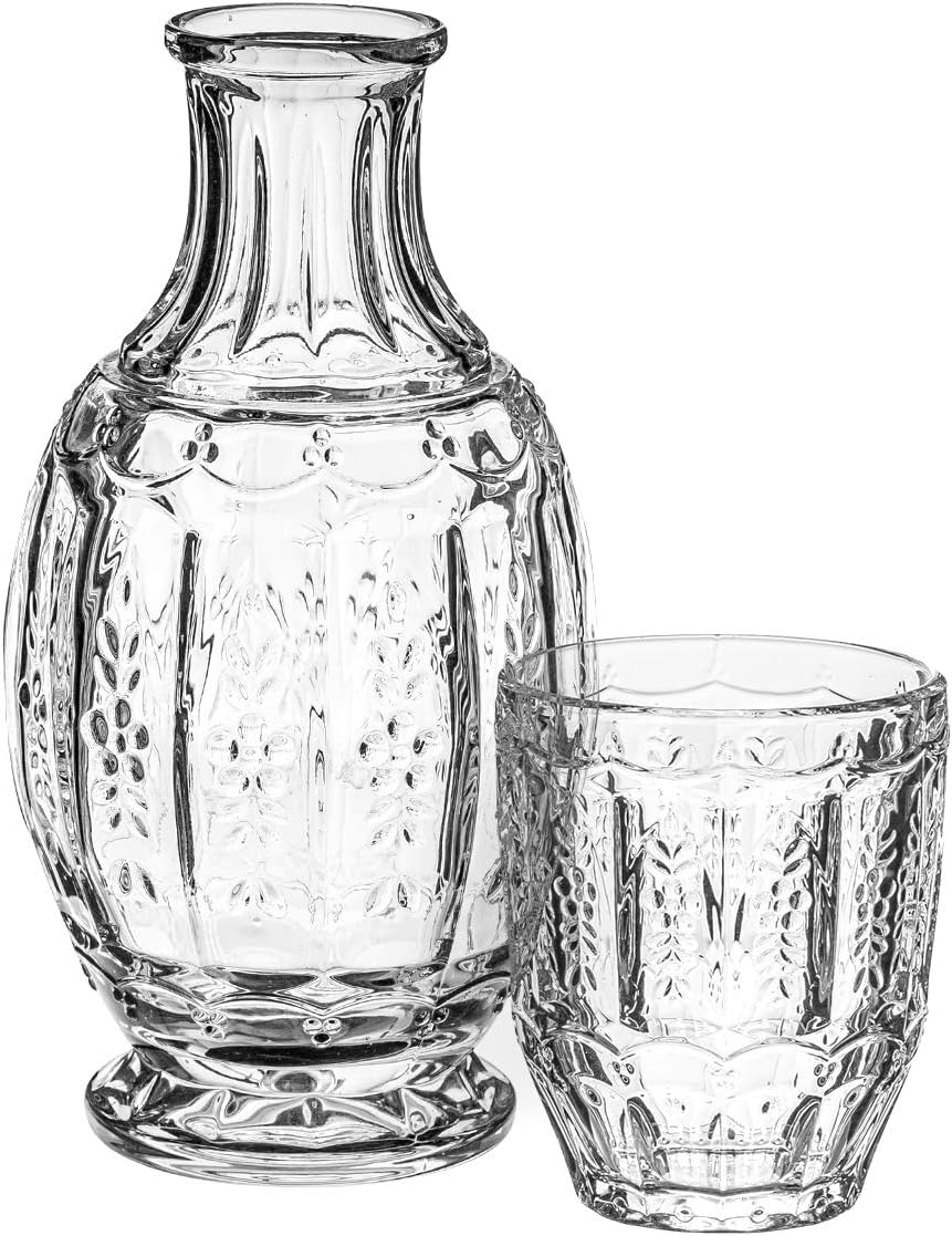 Amazon Com Trinkware Bedside Night Carafe With Tumbler Glass 2 Piece Water Set Vintage Carafes Pitchers
