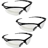 Nemesis Safety Glasses, Black Frame, Clear Lens, pack of 3