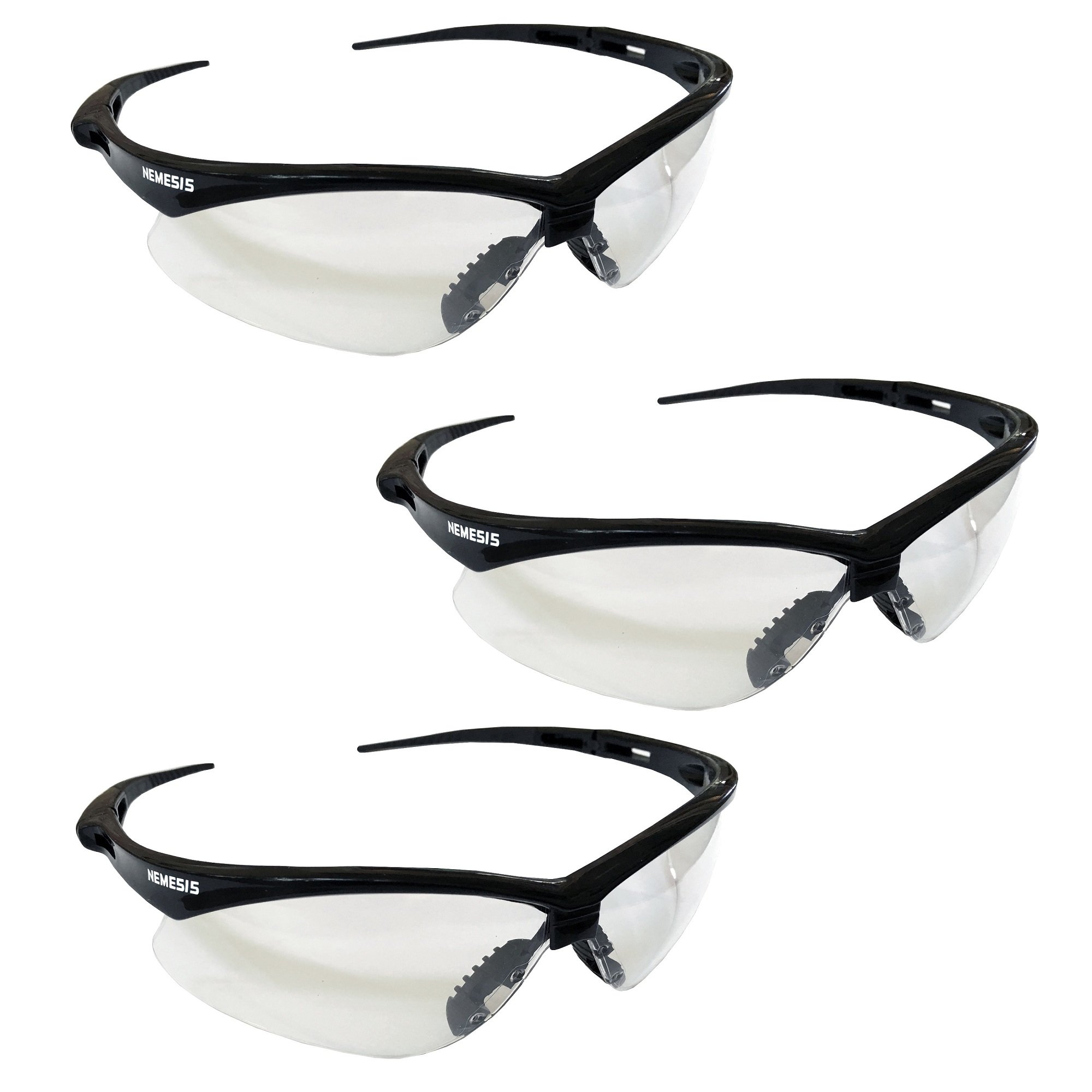 3 Pair Jackson Nemesis 3000354 Safety Glasses Black Frame Clear Lens