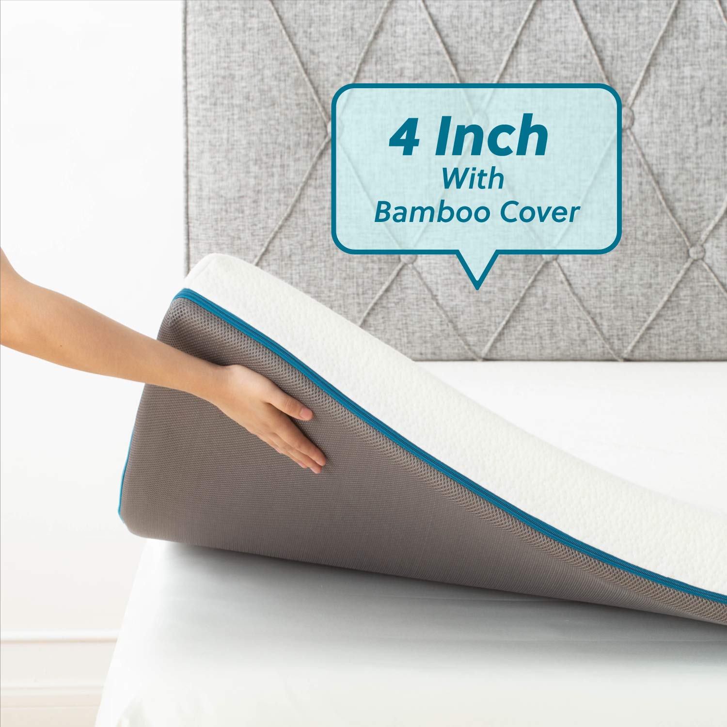 Bedsure FOUR INCH THICK High Density Memory Foam Mattress Topper (Queen