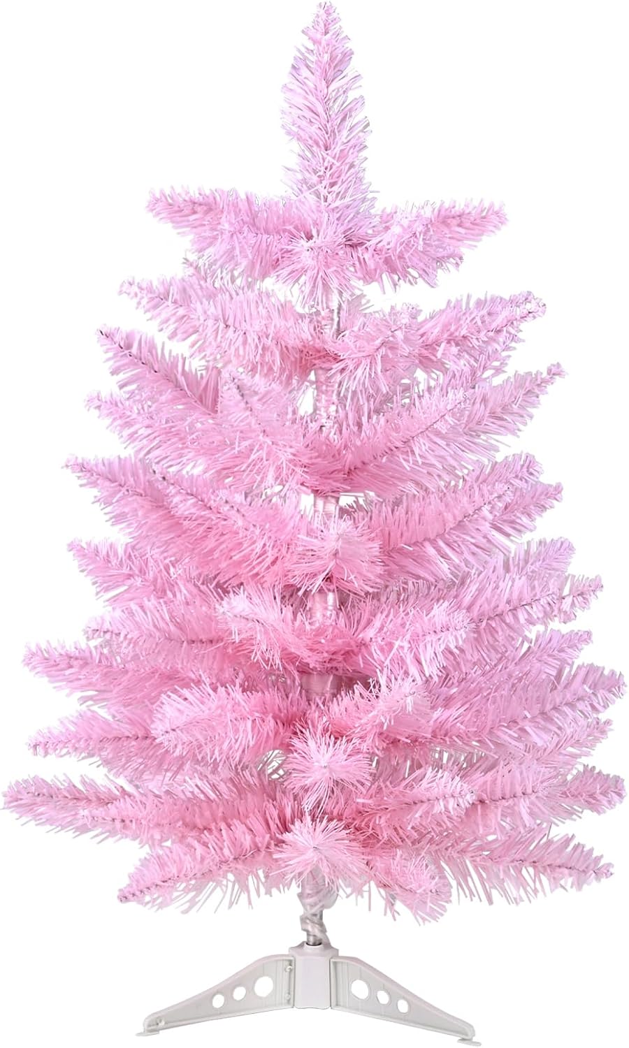 Trees - Gloreyan 2FT Artificial Christmas Tree Pink Tabletop Christmas Tree with Plastic Stand Mini Xmas Pine Tree for Party Supplies Indoor Outdoor Holiday Home Decoration (Pink)
