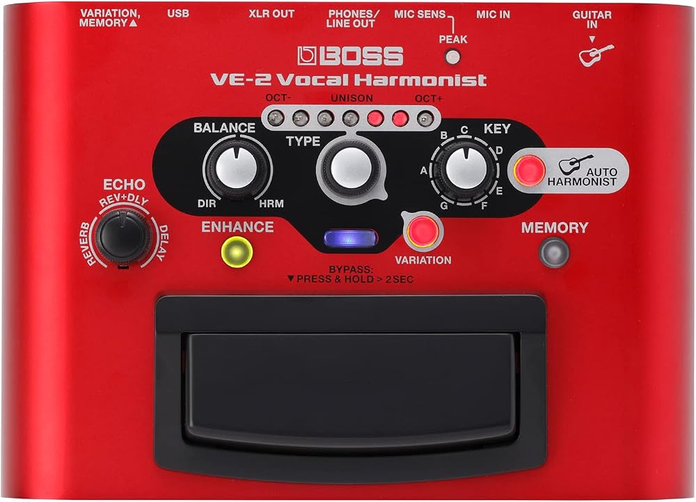 BOSS VE-2 Vocal Effects Pedal for Singing Guitarists with 24 Harmonies