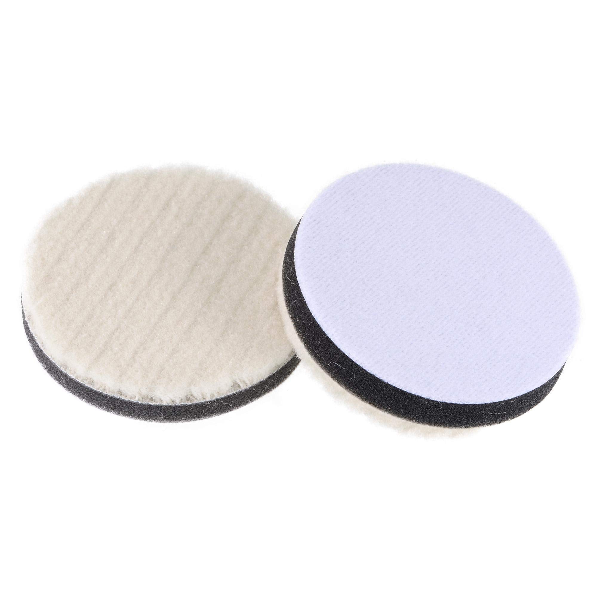 sourcing map 3" Wool Felt Sponge Polishing Pad Hook and Loop Buffing Wheel Coarse Polishing for Orbital Polisher Buffer 2 Pcs