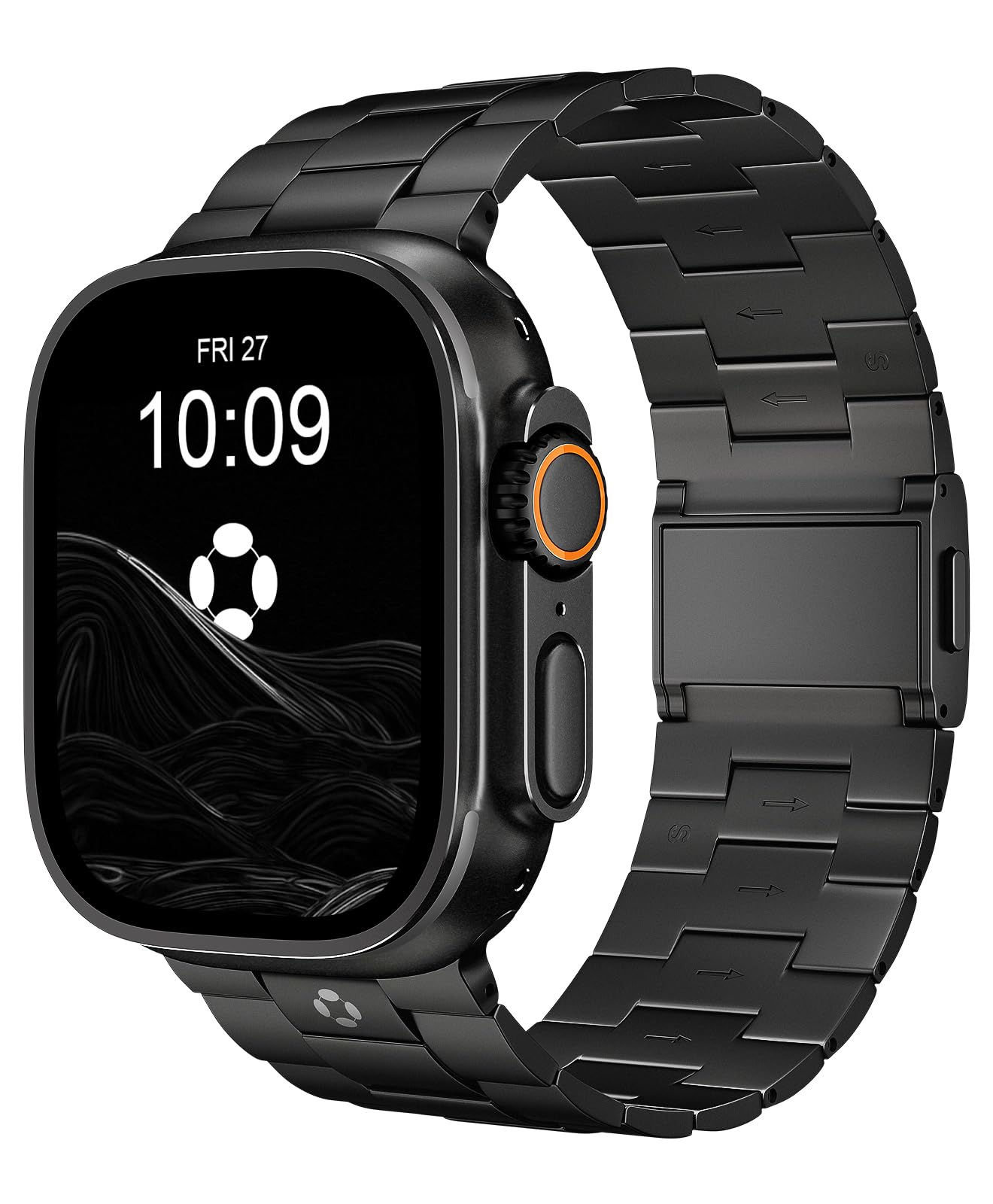 FiNESTONE Titanium Band for Apple Watch ULTRA & ULTRA 2 - Adjustable Apple Watch ULTRA Band 49mm - Magnetic Clasp and DLC Coating - Pure-Titanium, Lightweight, Black