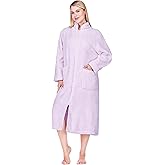 PAVILIA Womens Housecoat Zip Robe, Sherpa Zip Up Front Robe Bathrobe, Plush Warm Zipper House Coat Lounger, Pockets Fluffy