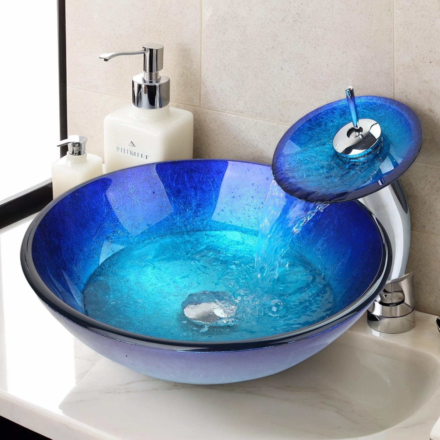 Blue Glass Vessel Sink