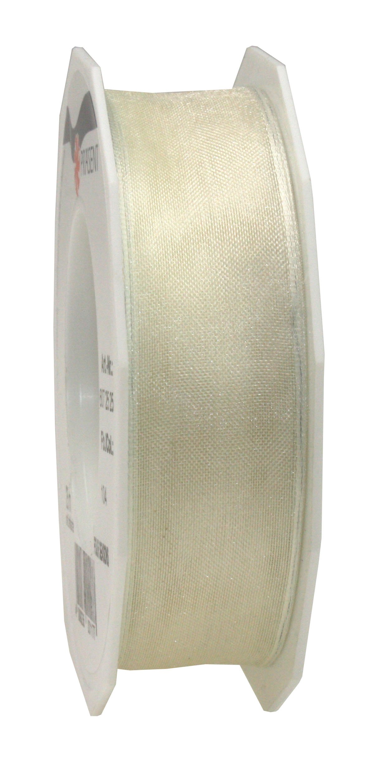PRÄSENT - Four Seasons Organza wired edge Ribbon Cream 25 mm width, 25 m length — image 1