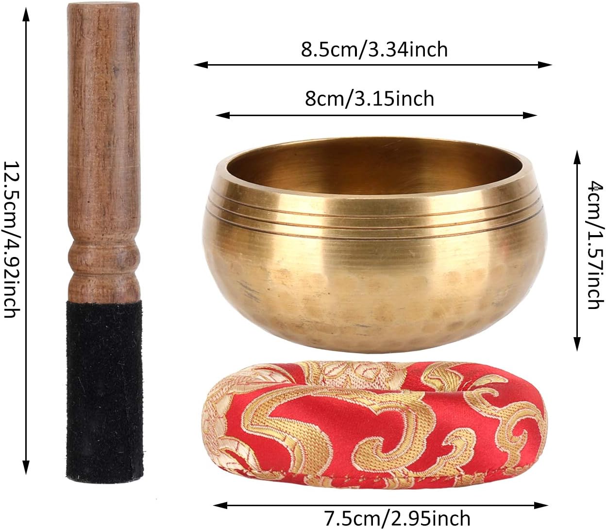EKKONG Original Tibetan Singing Bowl Set, Handmade, With Leather Clapper and Cushion, for Yoga Prayers, Massage, Healing, Decoration - Image 4