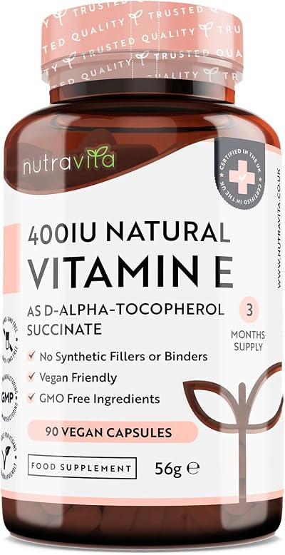 Nutravita Vitamin E 400IU D-Alpha Tocopherol 90 Capsules UK Made Vegan