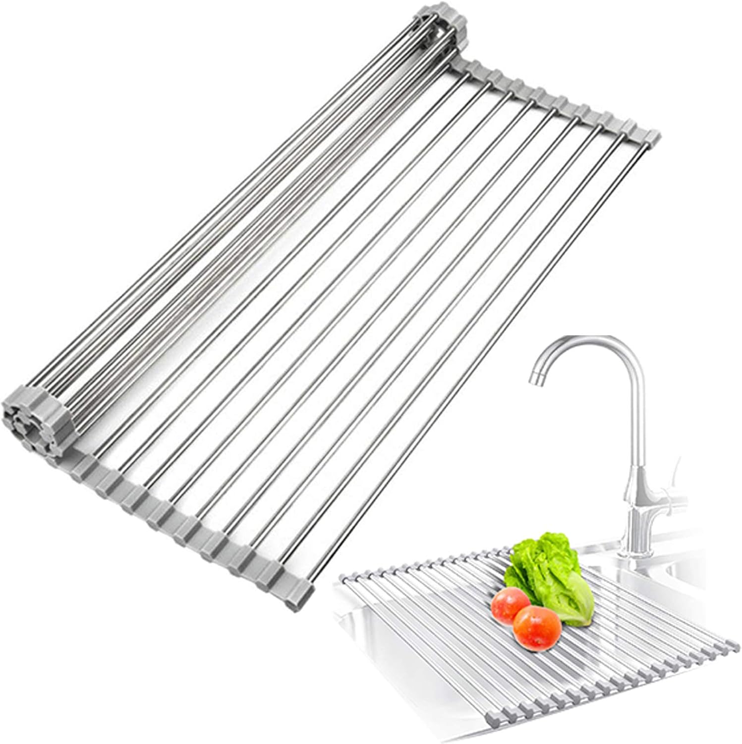 Rollup Drying Rack for Sink 20.5"L x 15.7"W Over The Kitchen Sink