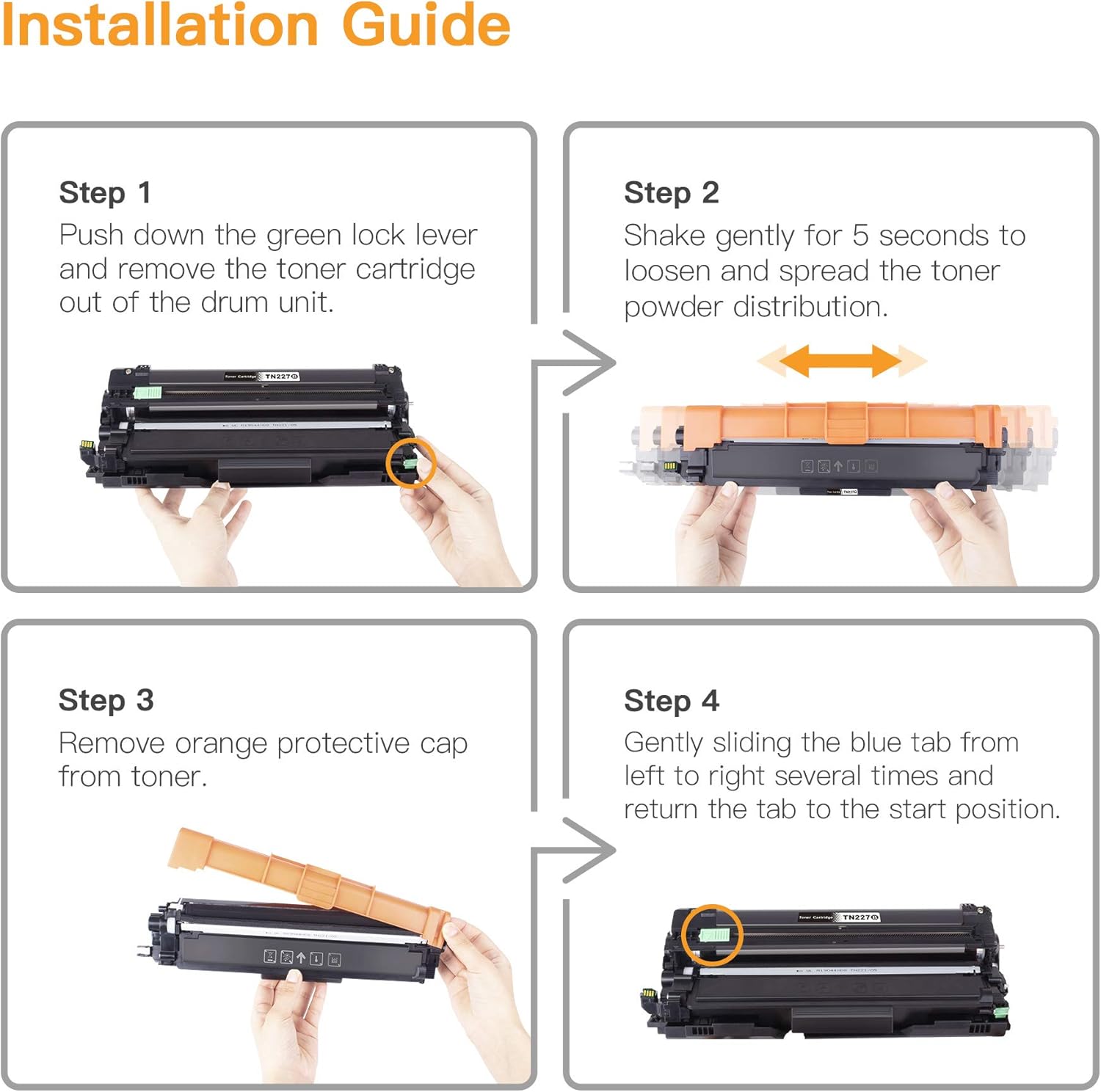 E-Z Ink (TM) High Yield Compatible Toner Cartridge Replacement for Brother TN227 TN-227 TN227bk TN223 TN-223 use with MFC-L3770CDW MFC-L3750CDW HL-L3230CDW HL-L3290CDW HL-L3210CW MFC-L3710CW (4 Pack): Office Products
