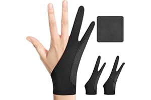 Digital Drawing Glove: 3-Layer Palm Rejection, Two-Finger Artist Glove for Drawing Tablet, iPad, Paper Sketching, Fits Left a