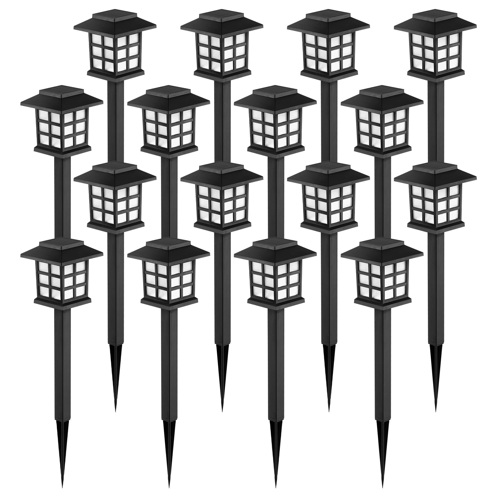 Photo 1 of GIGALUMI Solar Outdoor Lights?16 Pack LED Solar Lights Outdoor Waterproof, Solar Walkway Lights Maintain 10 Hours of Lighting for Your Garden, Landscape, Path, Yard, Patio, Driveway