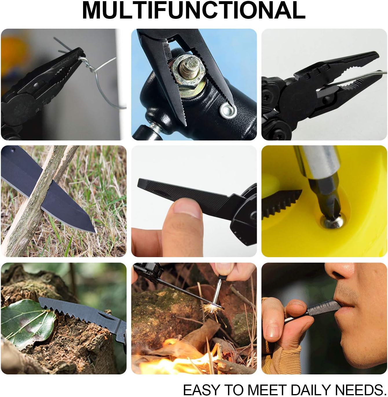 19-in-1 Multitool Folding Pliers Outdoor Survival Portable Stainless Steel Multifunctional Tools Set with Flint, Screwdriver, Saw, File Ideal Christmas Gifts for Men: Home Improvement