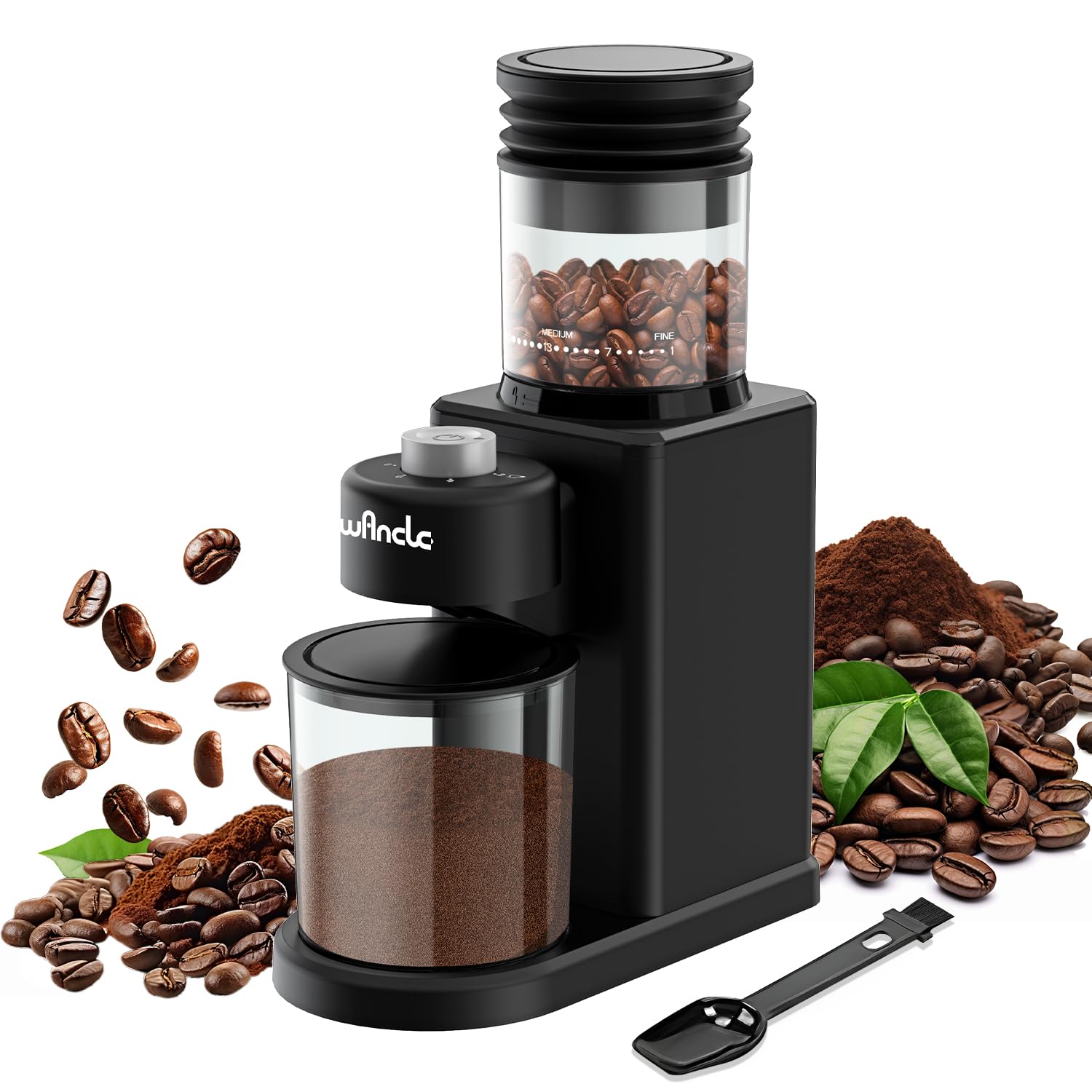 Photo 1 of Wancle Conical Burr Coffee Grinder Electric - 200W Compact Automatic Coffee Bean Grinder with 25 Setting Adjustable, Low Noise Espresso Coffee Grinder,One-Touch Operation with Self-Cleaning Blower