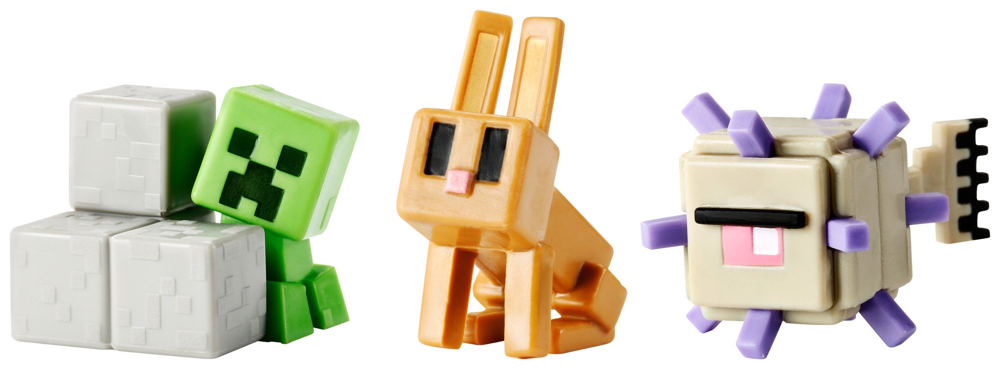 Minecraft Mini Figure 3-Pack, Elder Guardian, Sneaky Creeper & Rabbit