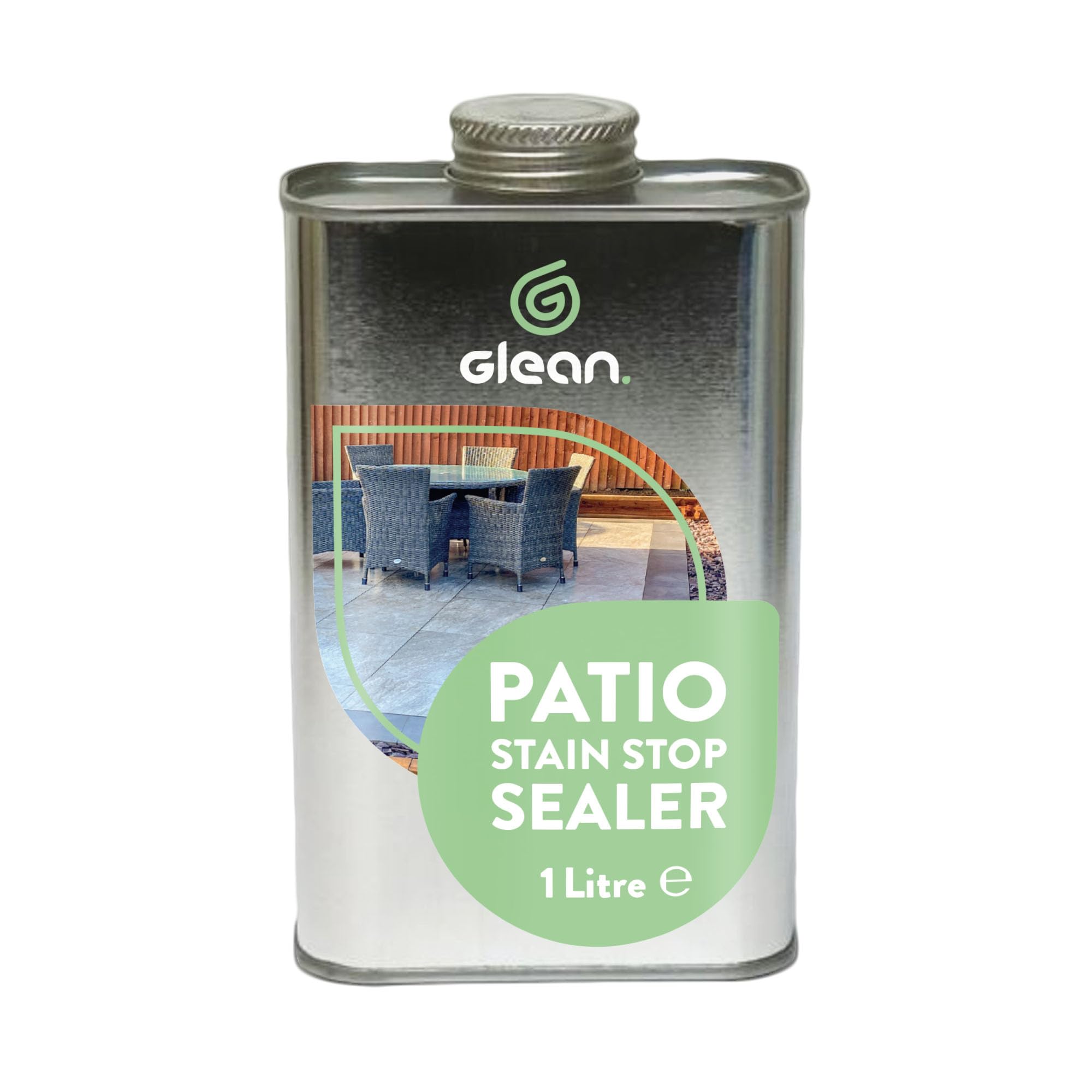 GLEAN Patio Stain Stop Sealer | Solvent Based Impregnating Sealer | Natural Stone Patios & Flooring | Protects Against Oil, Grease, Dirt, Limescale, Water Staining | Matt Finish | 1 Litre