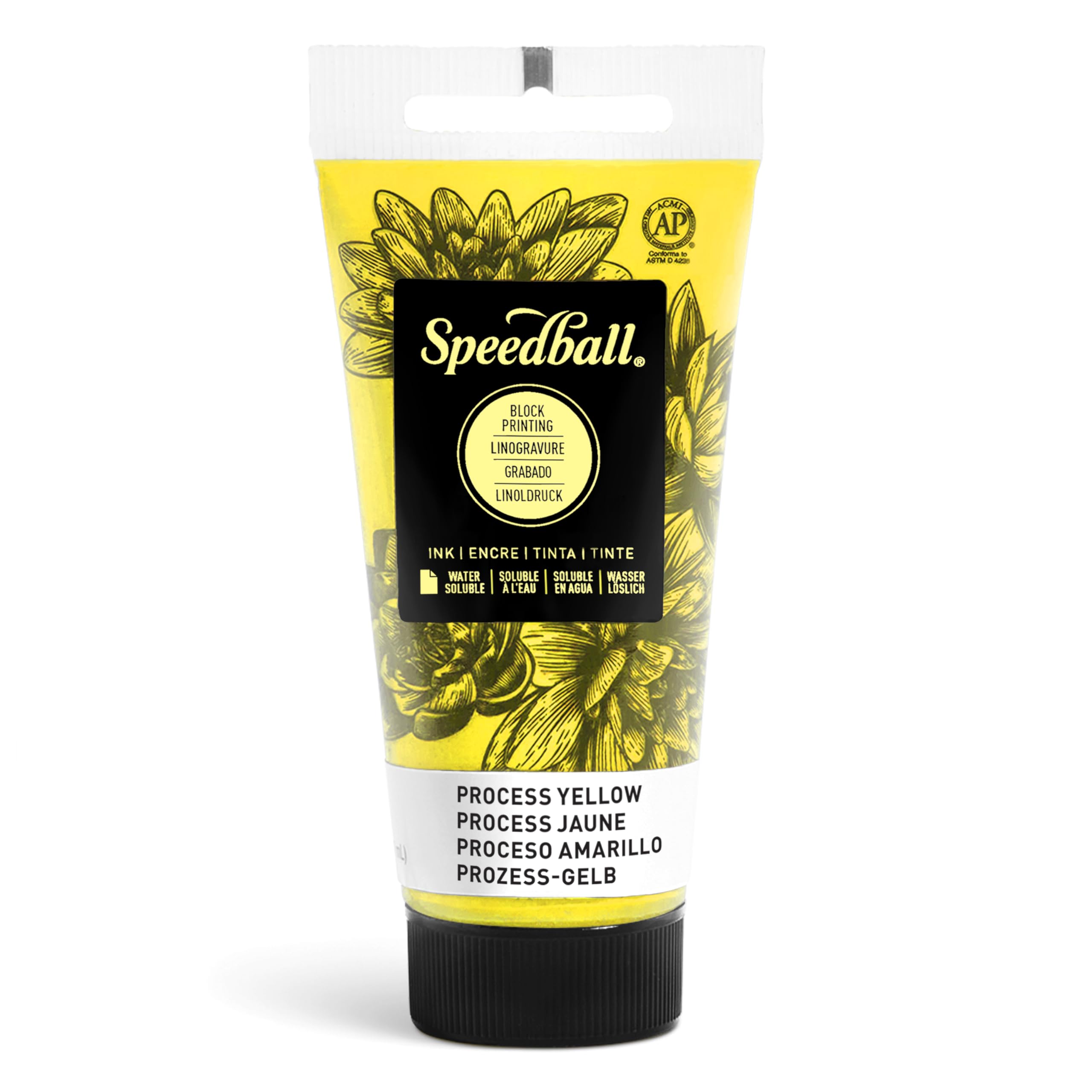 Speedball 37ml 1.25oz Water-Soluble Block Ink Process Yellow, Block Printing, Lino Print, Screen Printing, for Artists Kit