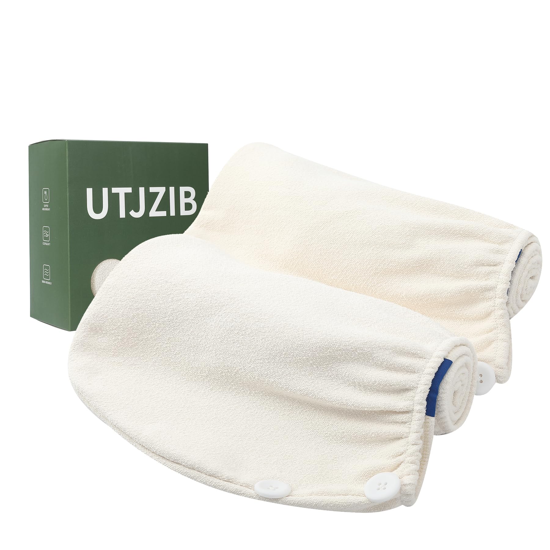 2 Pack Super Absorbent Hair Turban Towels Quick Dry for Long 