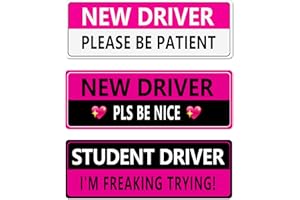 PAKEED Funny Safety Warning New Driver Magnet Reusable Please Be Patient Student Driver Magnet New Driver Sticker for Car Accessories Bumper Sticker for Women