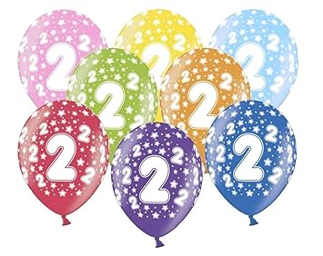 Libetui 10 kunterbunte Luftballons Metallic 30cm Deko zum 2. Geburtstag Party Kindergeburtstag Happy Birthday Dekoration (Zah