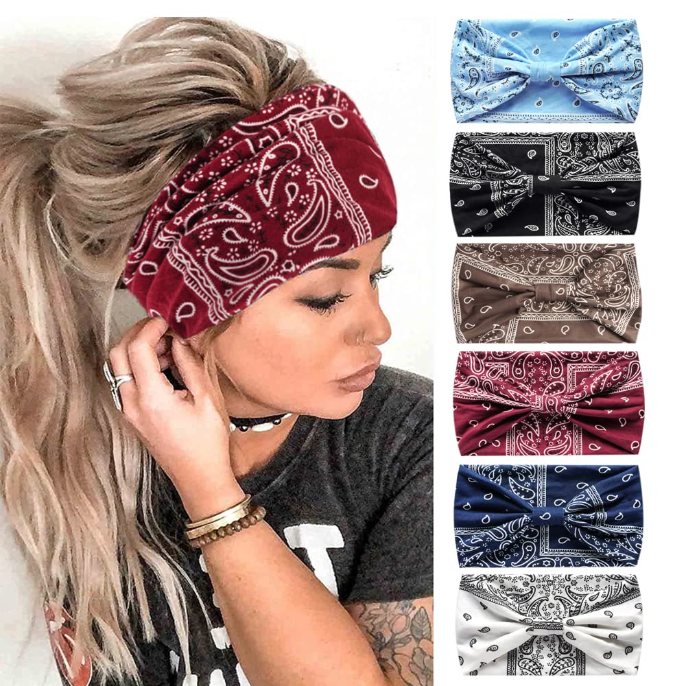 Fashion Headbands for Women's Hair Head Scarfs Hairband Turban Flower Cotton Headbands Wide Yoga Sport Headband Head Wrap (P6Cash) — image 1