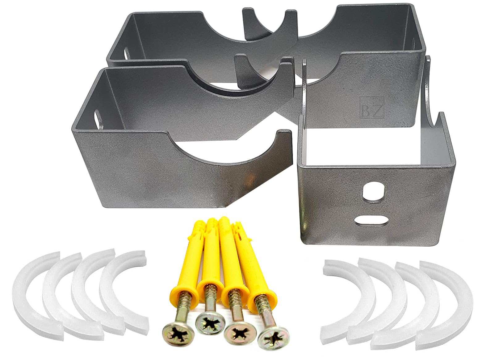 Designer Vertical Column Dual Arm Radiator Brackets (62mm (A) x55mm (B) x35mm (C), Chrome)