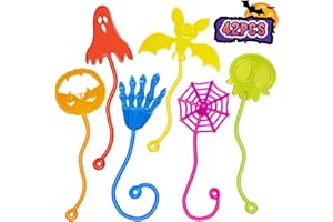 GENUVI Halloween Sticky Hands Bulk 42PCS Halloween Party Favors for Kids Stretchy Halloween Sticky Hand Toy Goodie Bag Fillers Halloween Trick or Treat Party Supplies Halloween Toys Classroom Prizes for Kids