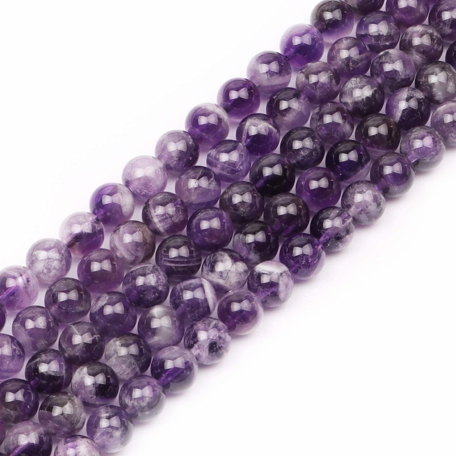 10mm Round Natural Amethyst Gemstone Beads, 31-36pcs Loose Smooth Power Stone Beads,Healing Crystal for Bracelet Necklace Jewellery Making and DIY Crafts, 1 Strand 15.5" — image 1