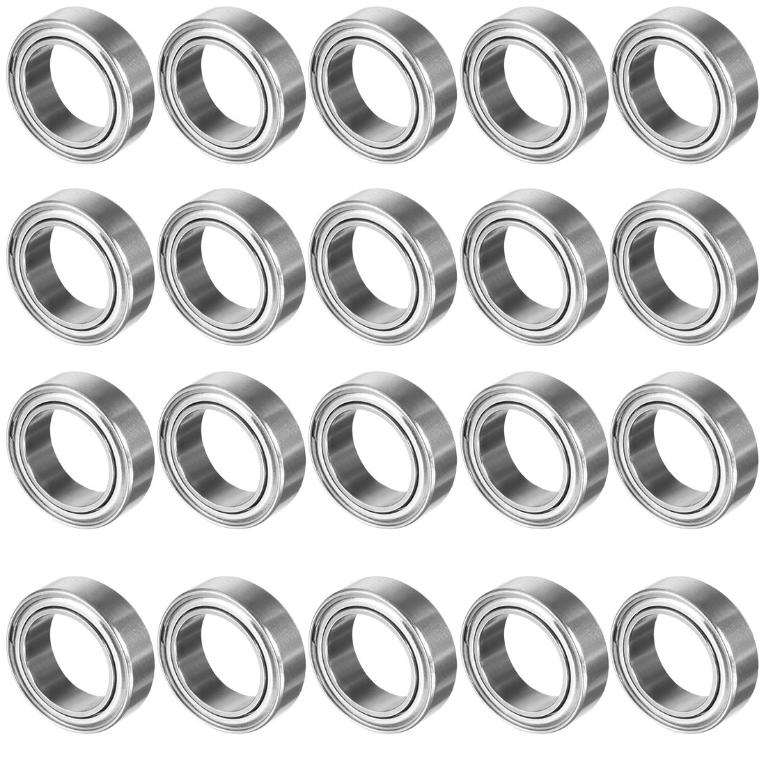 Sourcingmap 20pcs MR128ZZ 8mmx12mmx3.5mm Double Shielded Miniature Deep Groove Ball Bearing