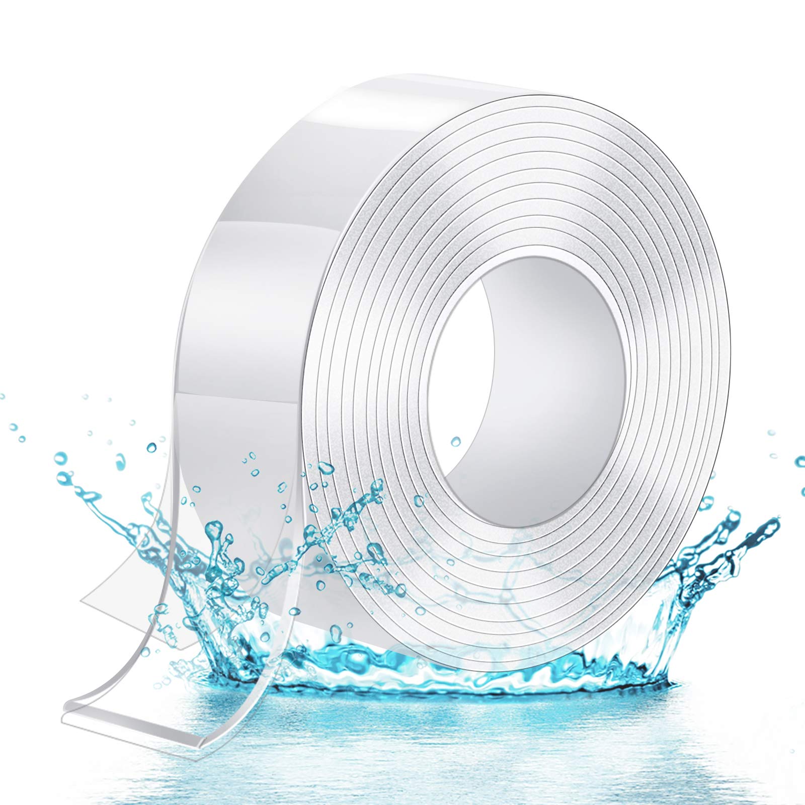 32.8FT/10M Adhesive Tape Double Sided Tape 30mm*2mm Heavy Duty Transparent Sticky Tape Multifunctional Reusable Washable Traceless Adhesive Strips Gel Tape for Kitchen,Party,Paste Photos Posters