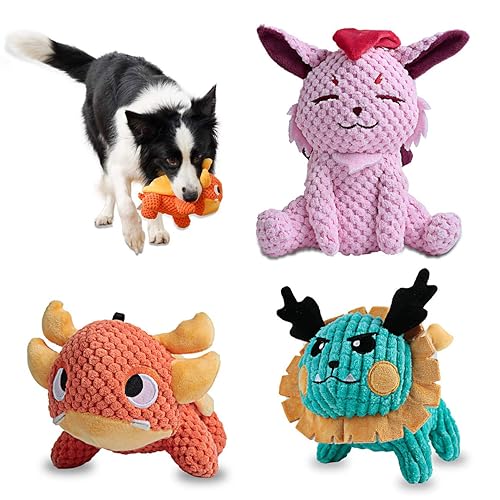 UNIWILAND Latest Squeaky Plush Dog Toys Pack for Puppy, Cute Soft