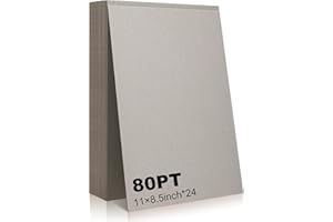 MIIKOUL 24 Pcs Book Board, 80PT 0.086" Thick Binders Board Chipboard Gray Heavy Duty Cardboard Sheets for Book Binding Cover, Picture Frame Backing, DIY Crafts (8.5×11 Inch)