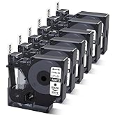 6-Pack Compatible with Dymo D1 Label Tape 45013 1/2 Inch x 23 Ft Replace for DYMO Label Maker Refills d1 a45013 S0720530 Black on White 45013s for LabelManager 160 280 210D 360D 420P PnP