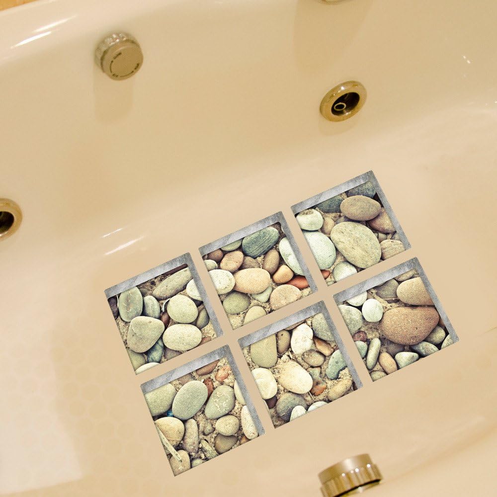 Fulanky 3D Cobblestone Bathtub Sticker Waterproof Bathroom Decorative Decal
