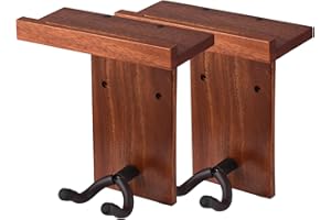 LiebeWH Wall Mount Guitar Hanger, Multifunction Guitar Shelf, Holder for Acoustic Guitars, Electric Guitars, Bass, and Ukulel