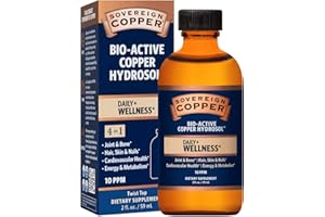 Sovereign Copper Professional 4-in-1 Wellness Support, Joint & Bone, Hair, Skin & Nails, Cardiovascular Health & Energy, Bio-Active Copper Hydrosol, 30 ppm, Liquid Twist Top, 2 Fl Oz (59 mL)