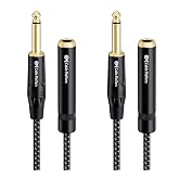 Cable Matters 2-Pack Braided 1/4 Inch Mono TS Extension Cable, 6ft | 1.8m, Guitar Extension Cable, 1/4 Instrument Cord Male to Female, Black