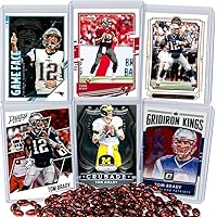 Tom Brady Football Card Bundle, Set of 6 Assorted Tampa Bay Buccaneers New England Patriots and Michigan Wolverines…