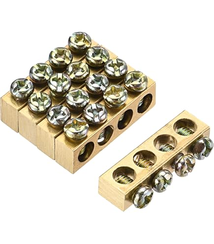 Semetall Terminal Bus Bar 8Pcs 6 Positions Screw Brass Terminal Grounding Strip Bus Bar For Power Distribution Cabinets Blue Terminal Block - View #5